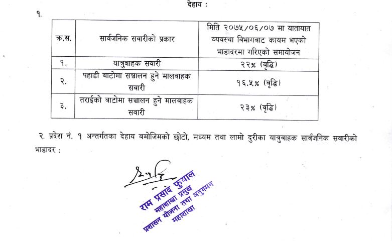 सवारी भाडा 1