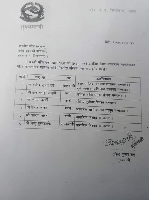 mantri niyukti sifaris.