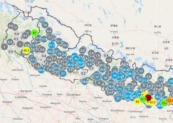झापाका अनारमनी, चन्द्रगढी र केचनामा एक सय २९ मिलीमिटरसम्म वर्षा