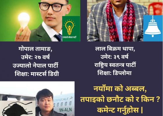 सुनसरी–२ मा नयाँ तीन दलका उम्मेदवार कस्ता ? सुनसरी–२ मा नयाँ तीन दलका उम्मेदवार कस्ता ?